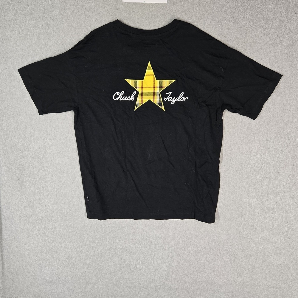 Converse Men Shirt M Black Embroidered Star Logo Short Sleeve Chuck Taylor